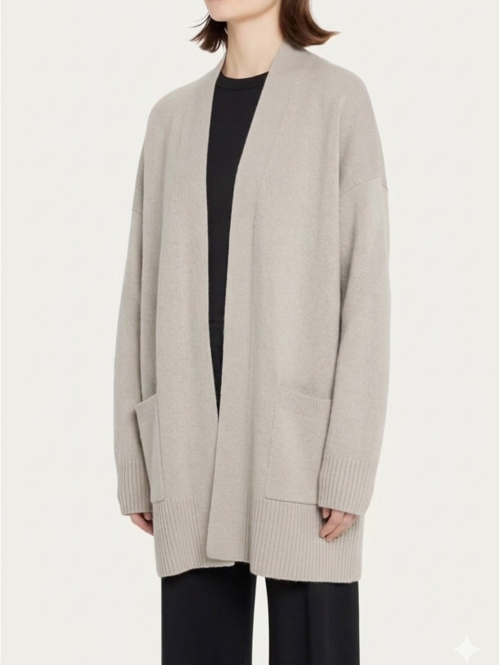 Vince Cashmere Relaxed Open-Front Women's Cardigan Sweater Side M